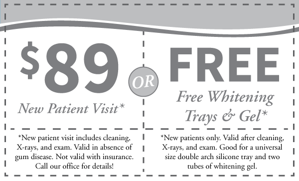$89 New Patient Visit or Free Whitening Trays and Gel